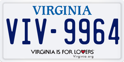 VA license plate VIV9964