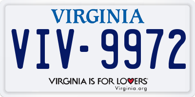 VA license plate VIV9972