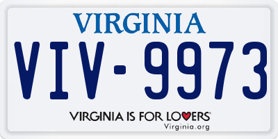 VA license plate VIV9973