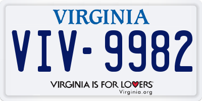 VA license plate VIV9982