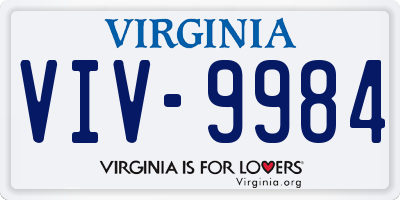 VA license plate VIV9984