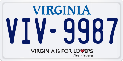 VA license plate VIV9987