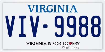 VA license plate VIV9988