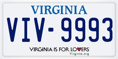 VA license plate VIV9993
