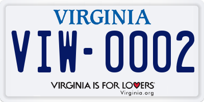 VA license plate VIW0002