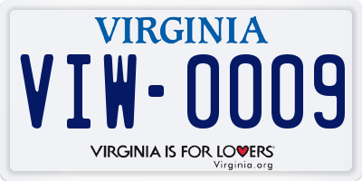 VA license plate VIW0009