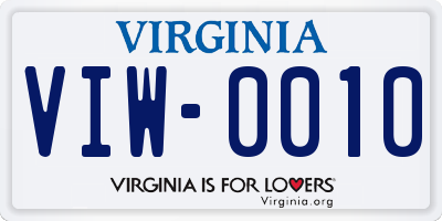 VA license plate VIW0010