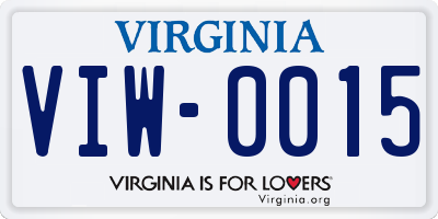 VA license plate VIW0015