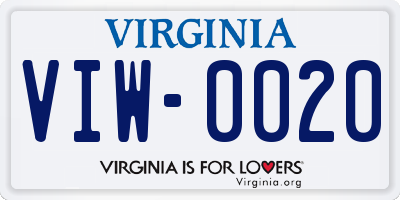 VA license plate VIW0020