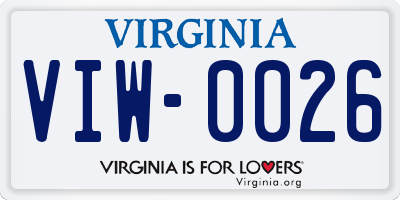 VA license plate VIW0026