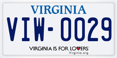 VA license plate VIW0029