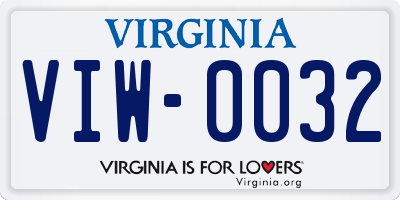 VA license plate VIW0032