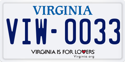 VA license plate VIW0033