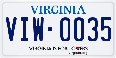 VA license plate VIW0035
