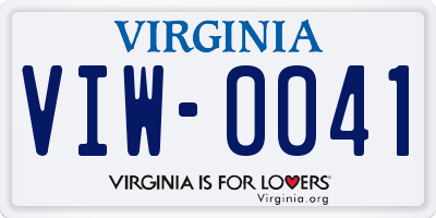 VA license plate VIW0041