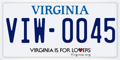 VA license plate VIW0045