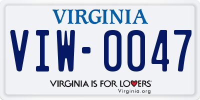 VA license plate VIW0047