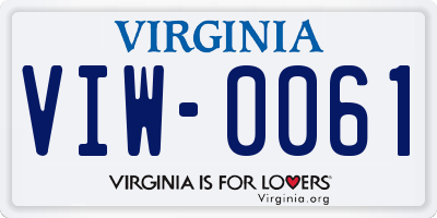 VA license plate VIW0061