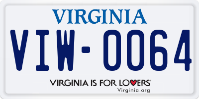 VA license plate VIW0064