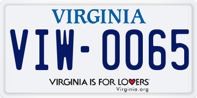 VA license plate VIW0065