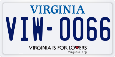 VA license plate VIW0066