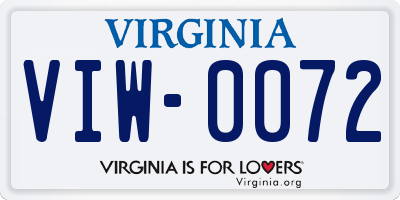VA license plate VIW0072