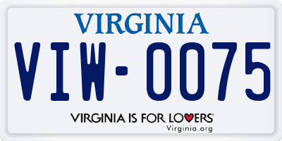 VA license plate VIW0075