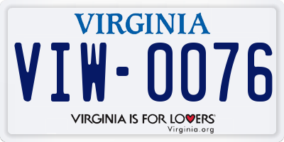 VA license plate VIW0076