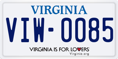 VA license plate VIW0085
