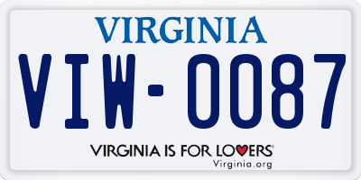VA license plate VIW0087