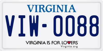 VA license plate VIW0088