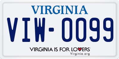 VA license plate VIW0099