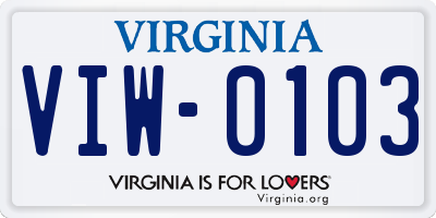 VA license plate VIW0103
