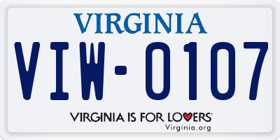 VA license plate VIW0107