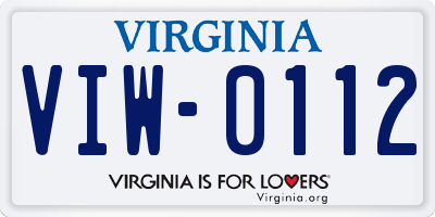 VA license plate VIW0112