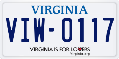 VA license plate VIW0117