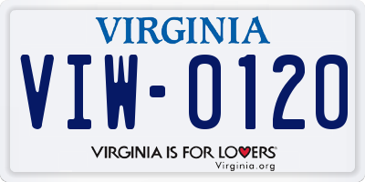 VA license plate VIW0120