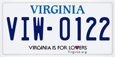 VA license plate VIW0122