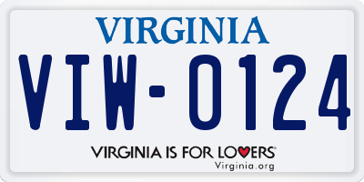 VA license plate VIW0124