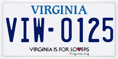VA license plate VIW0125