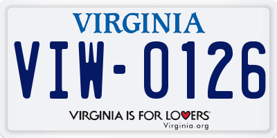 VA license plate VIW0126