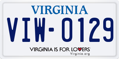 VA license plate VIW0129