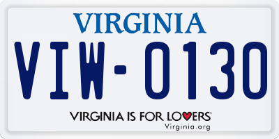 VA license plate VIW0130