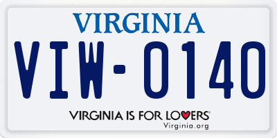 VA license plate VIW0140