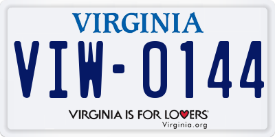 VA license plate VIW0144