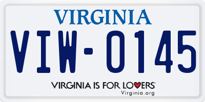 VA license plate VIW0145