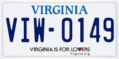 VA license plate VIW0149