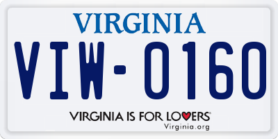 VA license plate VIW0160