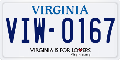 VA license plate VIW0167