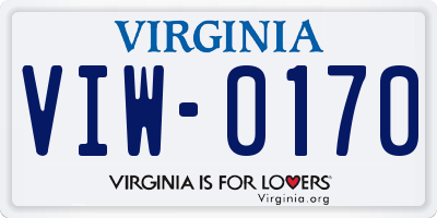 VA license plate VIW0170